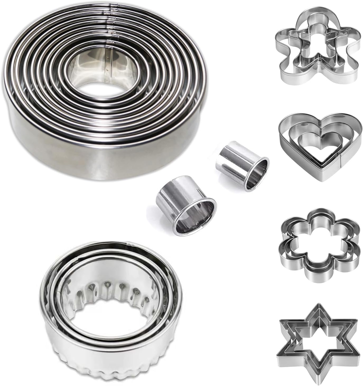 Cookie Cutter Set Circle, Heart, Star & More Shapes 27 Pieces