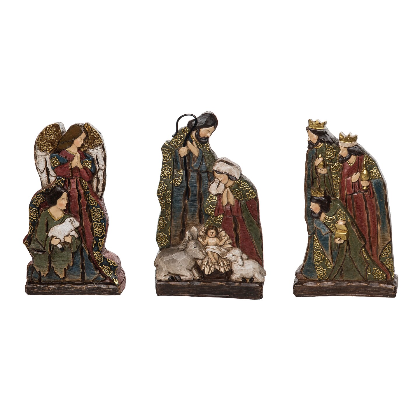 Multicolor Resin Nativity Scene Set of 3 Decorative Christmas