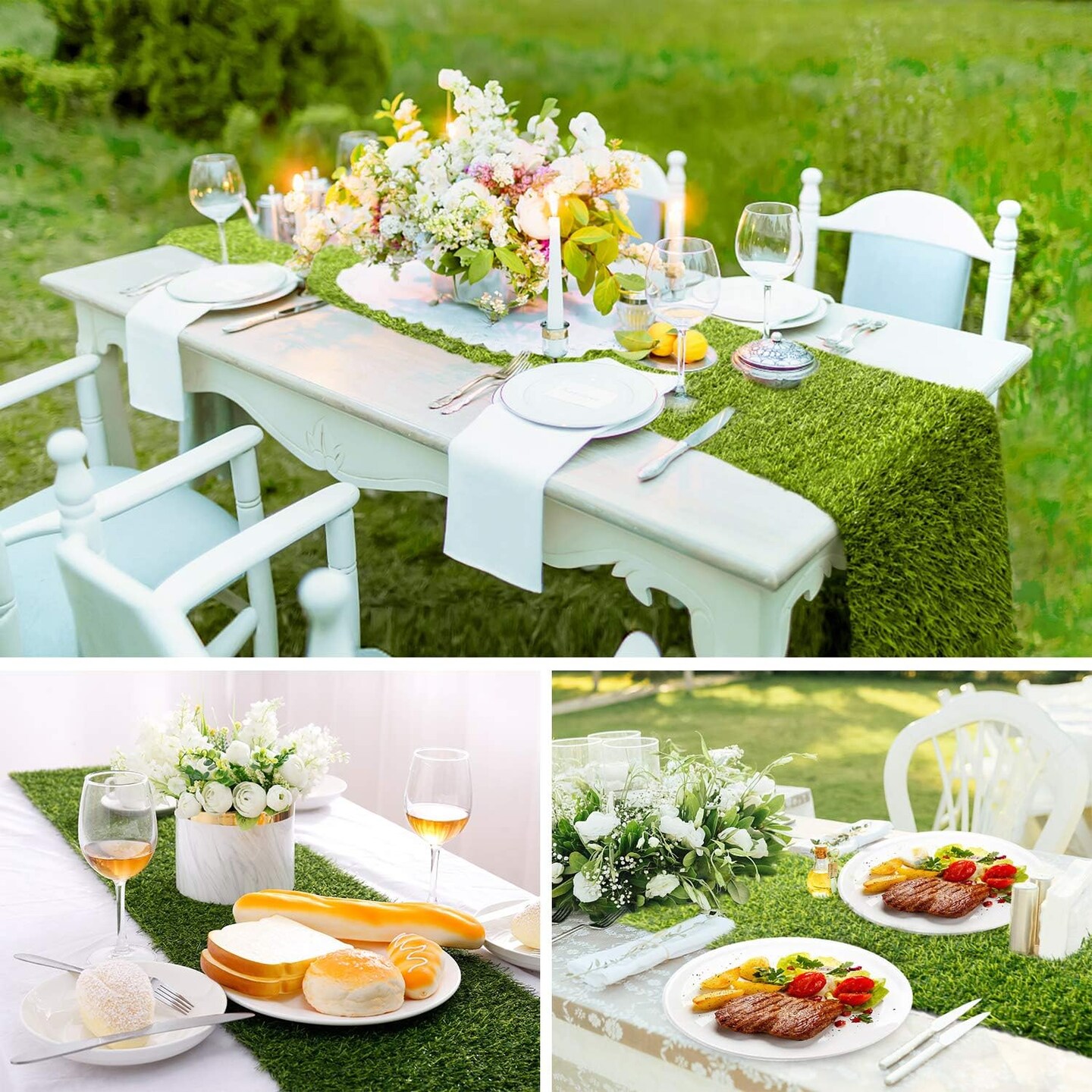 Artificial Grass Table Runners - Synthetic Grass Table Runner for Wedding Party, Birthday, Banquet, Baby Shower, Home Decorations (14 x 72 inches)