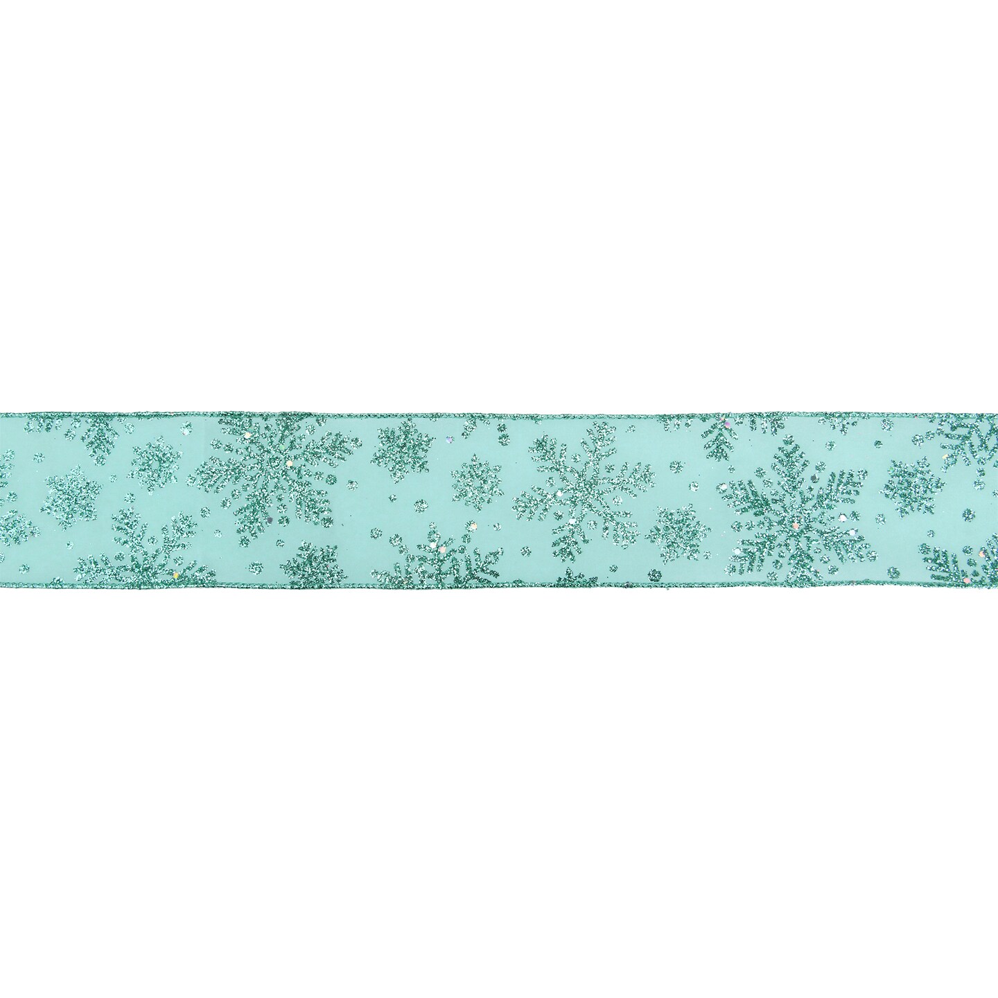 Northlight Sparkly Aqua Blue Snowflake Christmas Wired Craft Ribbon 2.5&#x22; x 16 Yards