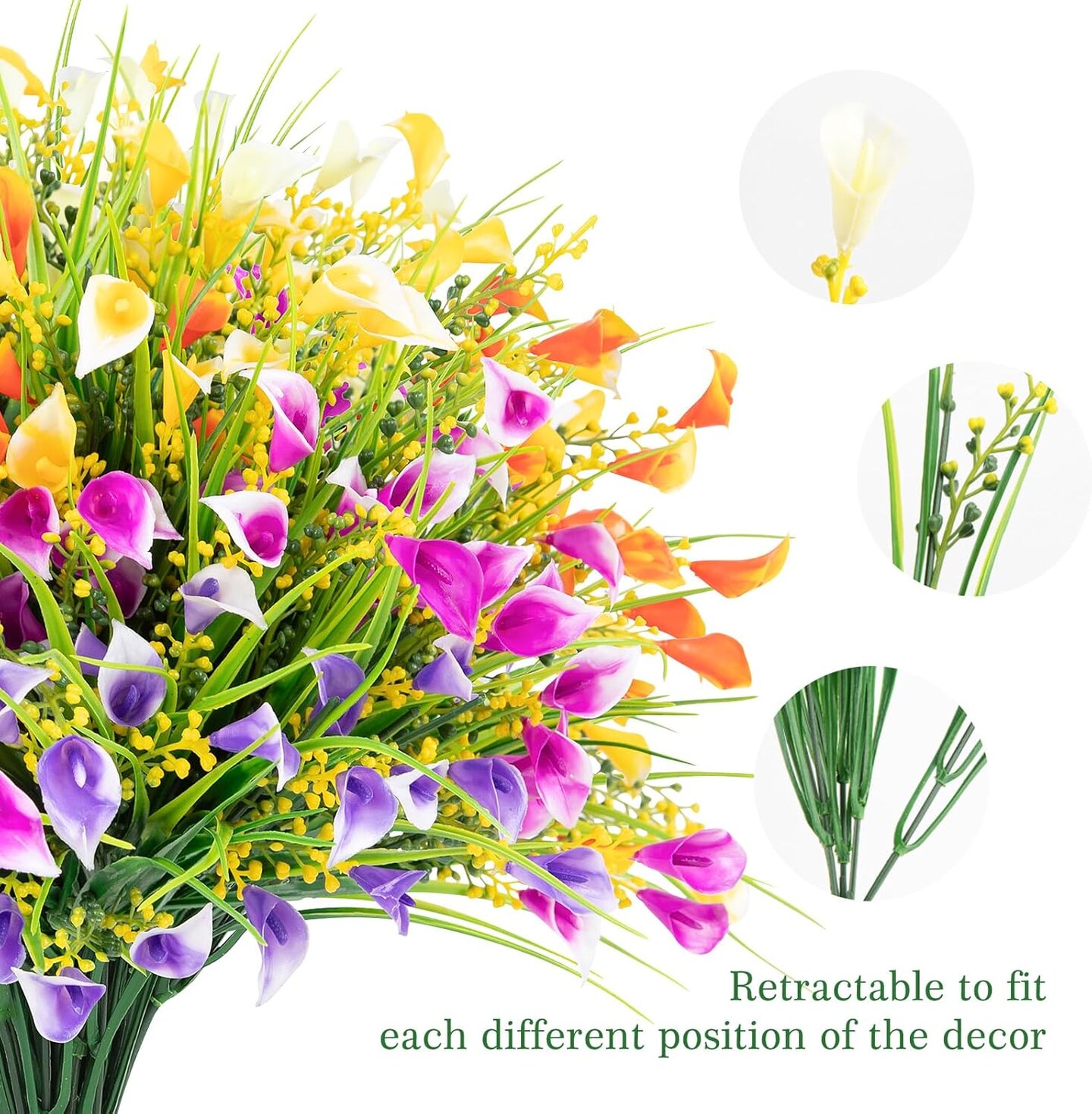 8Pcs Fake Flowers Outdoor Summer Bushes