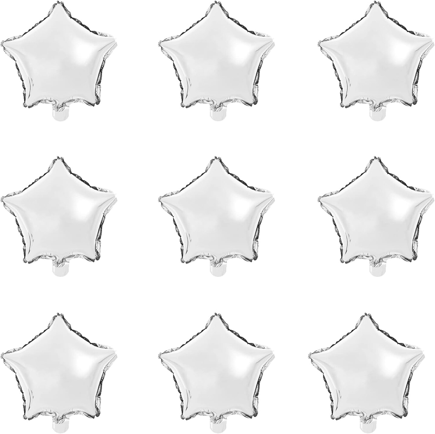 Star-shaped Foil Balloons, 10&#x22; Silver, Pack of 50
