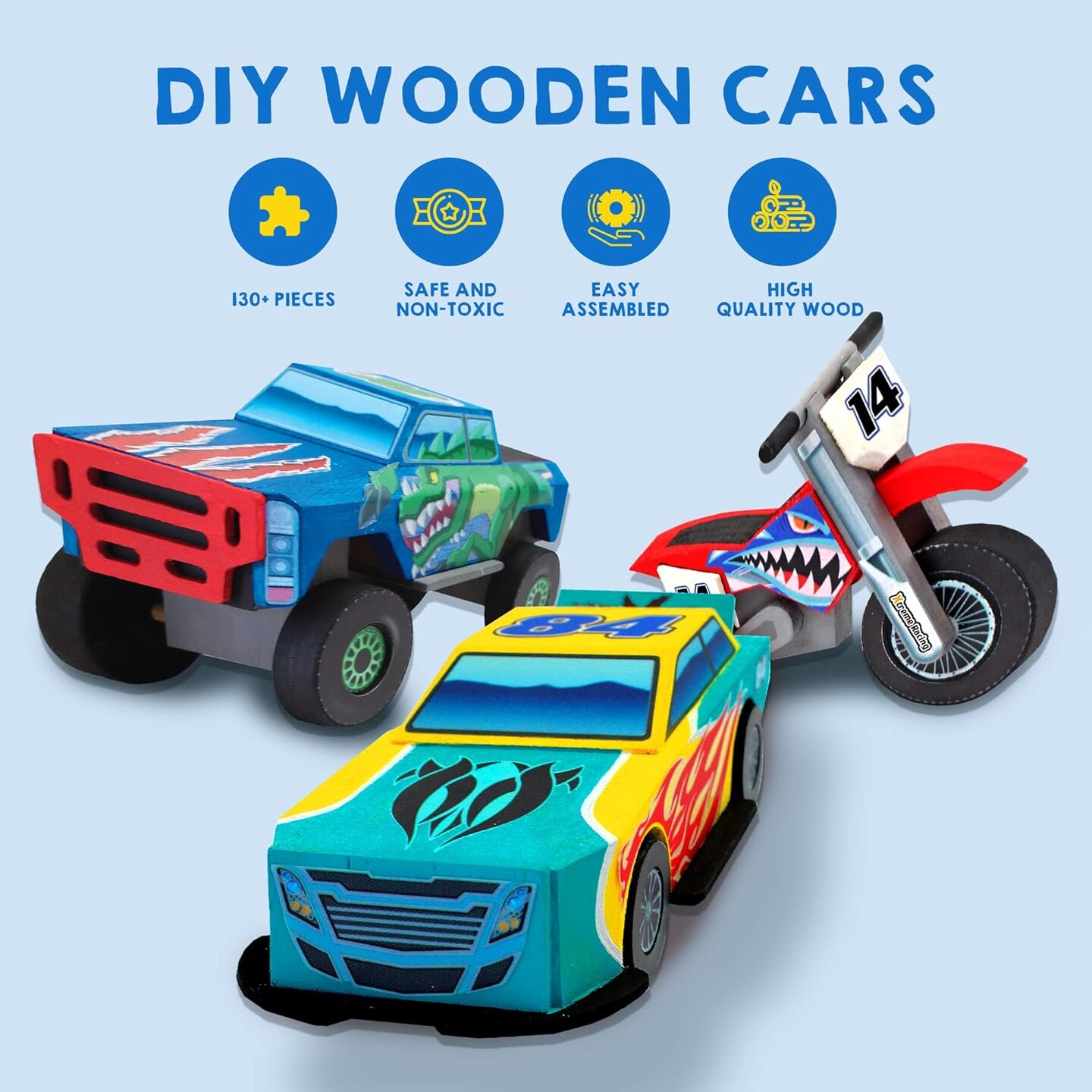 Kids Craft Kit Build &#x26; Paint Your Own Wooden Race Car Art &#x26; Craft Kit