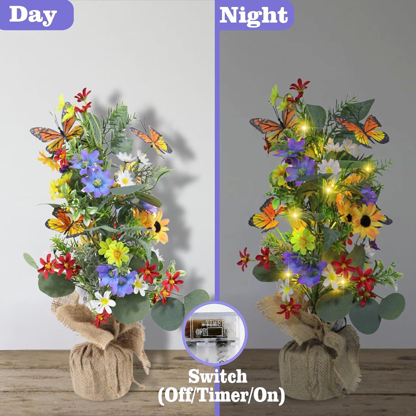 Lighted Trees for Indoor Decor–Artificial Tabletop Tree with Burlap Base