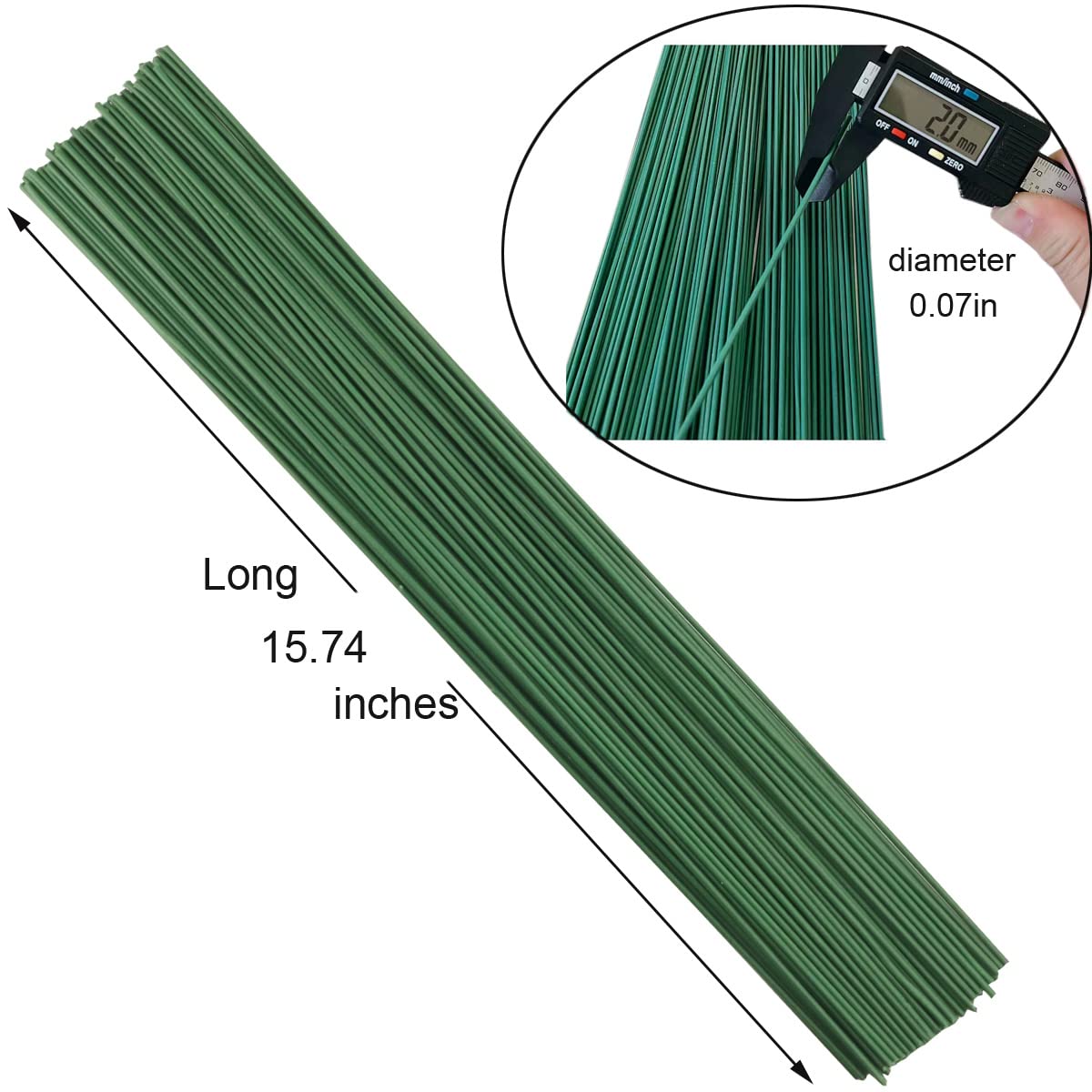 50-Pack Dark Green Paper-Wrapped Floral Stem Wire, 16in Craft