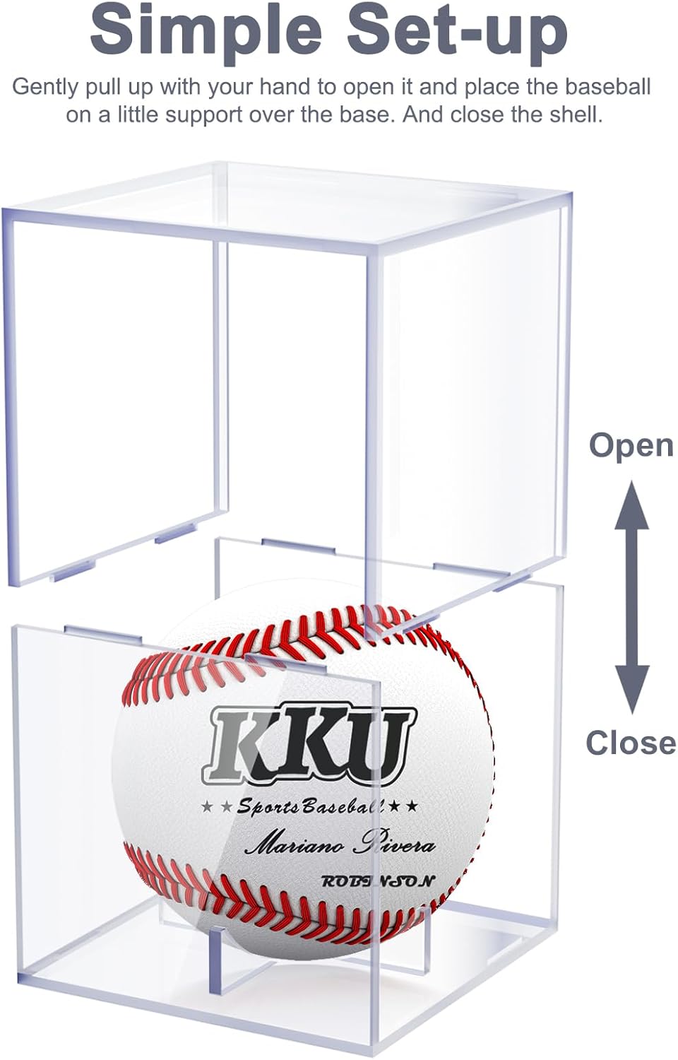 2 Pack Acrylic Baseball Display Case with Sleek Base, Dustproof UV Protected Baseball Case, Transparent Baseball Holder Display Case for Signed Balls Memorabilia, Black