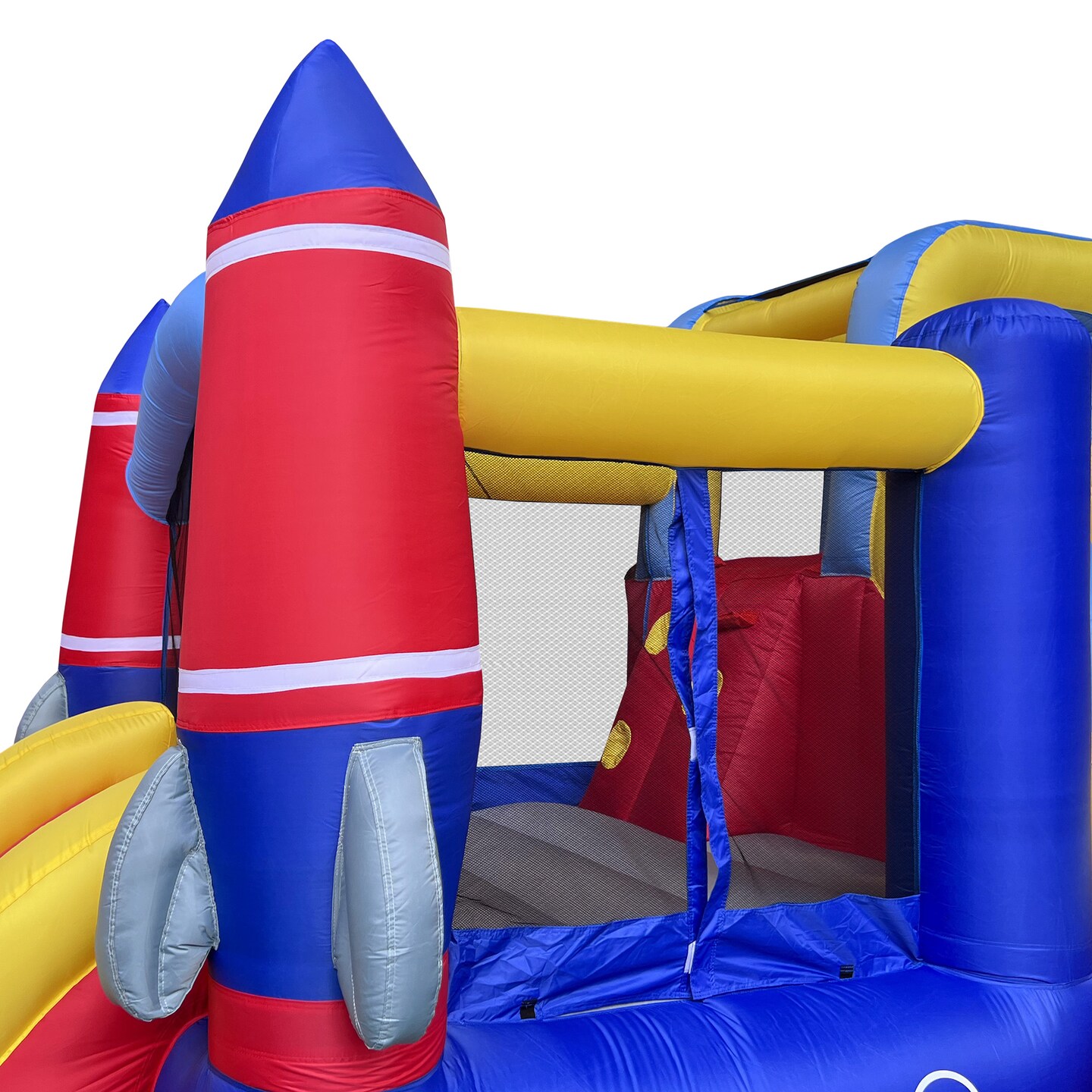 Cloud 9 Inflatable Rocket Bounce House with Blower, Bouncer for Kids with Two Slides and Large Jumping Area