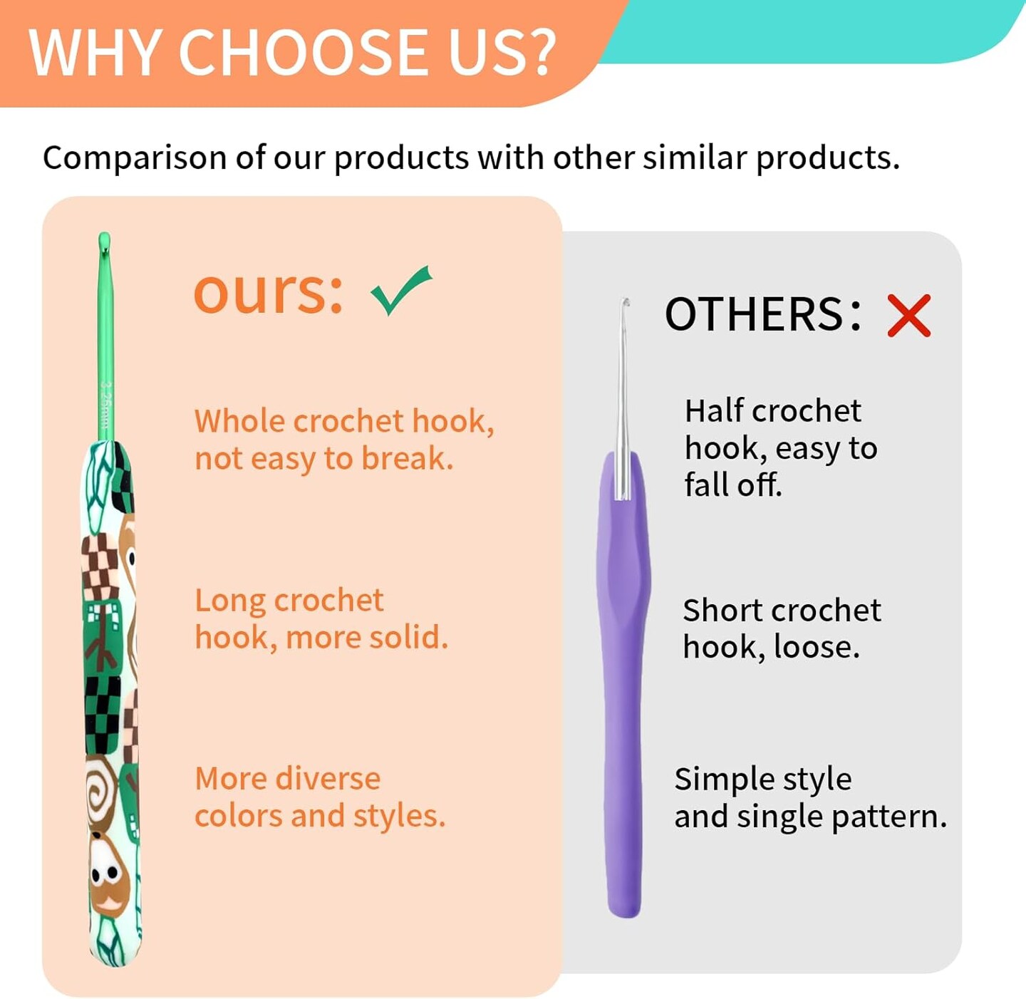 9-Piece Ergonomic Crochet Hook Set – Soft Grip with Cartoon Patterns, Ideal for Arthritis & Beginners