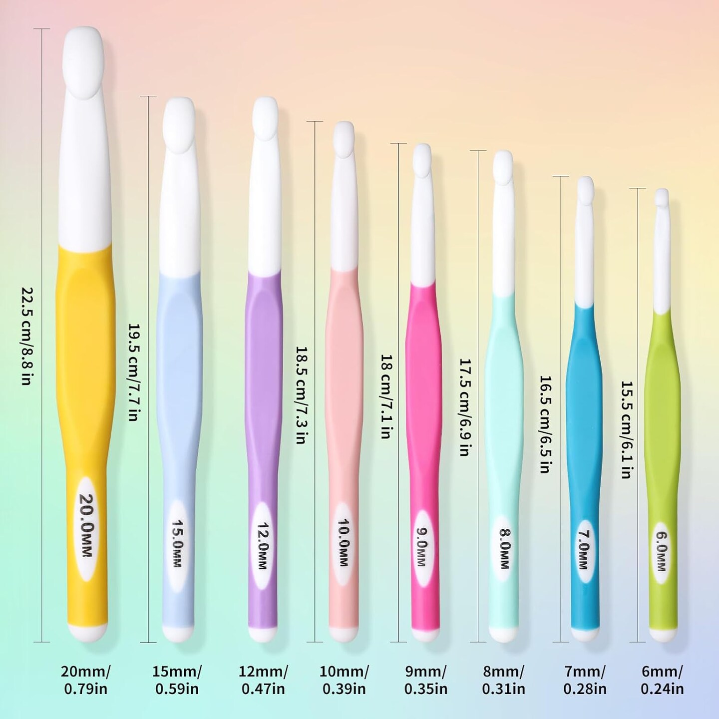 8 Sizes Big Crochet Hooks Ergonomic Set