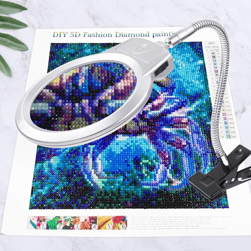 8PCS Led Lighted Diamond Painting Pen With Magnifying Glass Magnifier Luminous Point Drill Pen Accessories Tool Set Kit