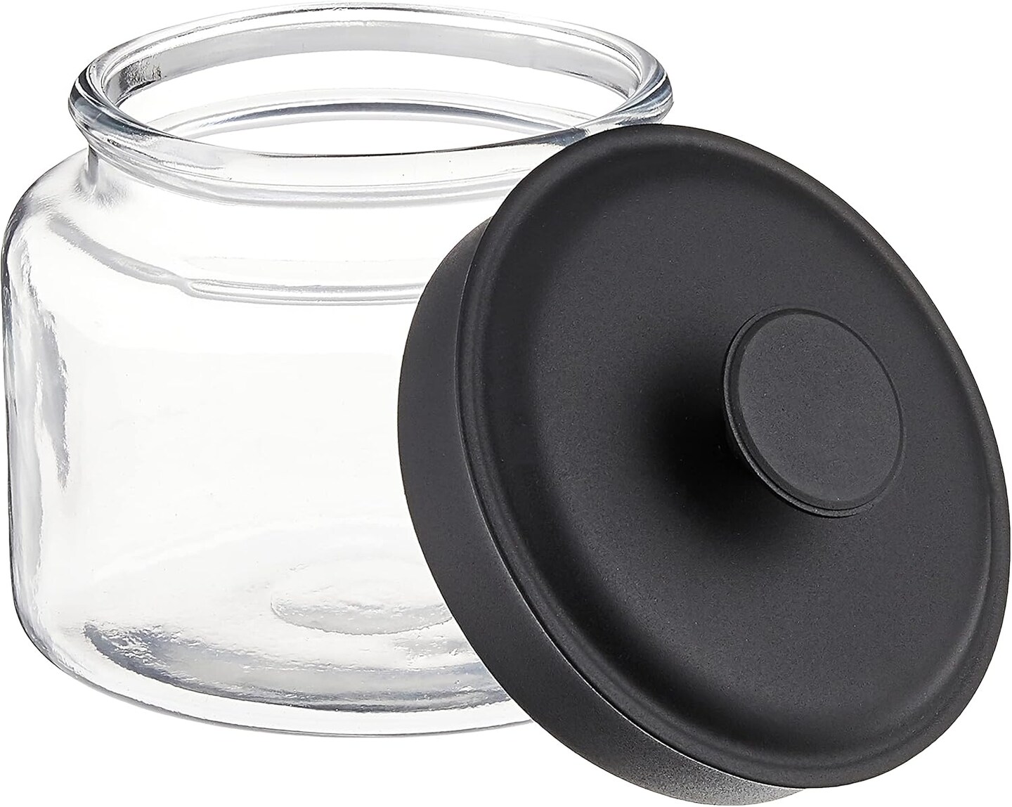 Montana Glass Jars with Fresh Sealed Lids, Black Metal, 48 oz (Set of 4) -