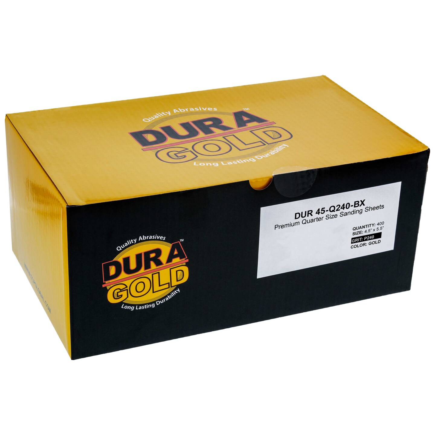 240 Grit Gold - 1/4 Sheet Plain Backing Sandpaper 5.5&#x22; x 4.5&#x22; - For Palm Sanders - Box of 400