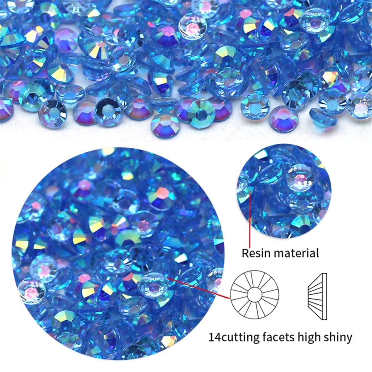 1440pcs SS20 5mm AB Flatback Rhinestones – Transparent Green Glitter Gems for Nails, Crafts, Clothing & Shoes