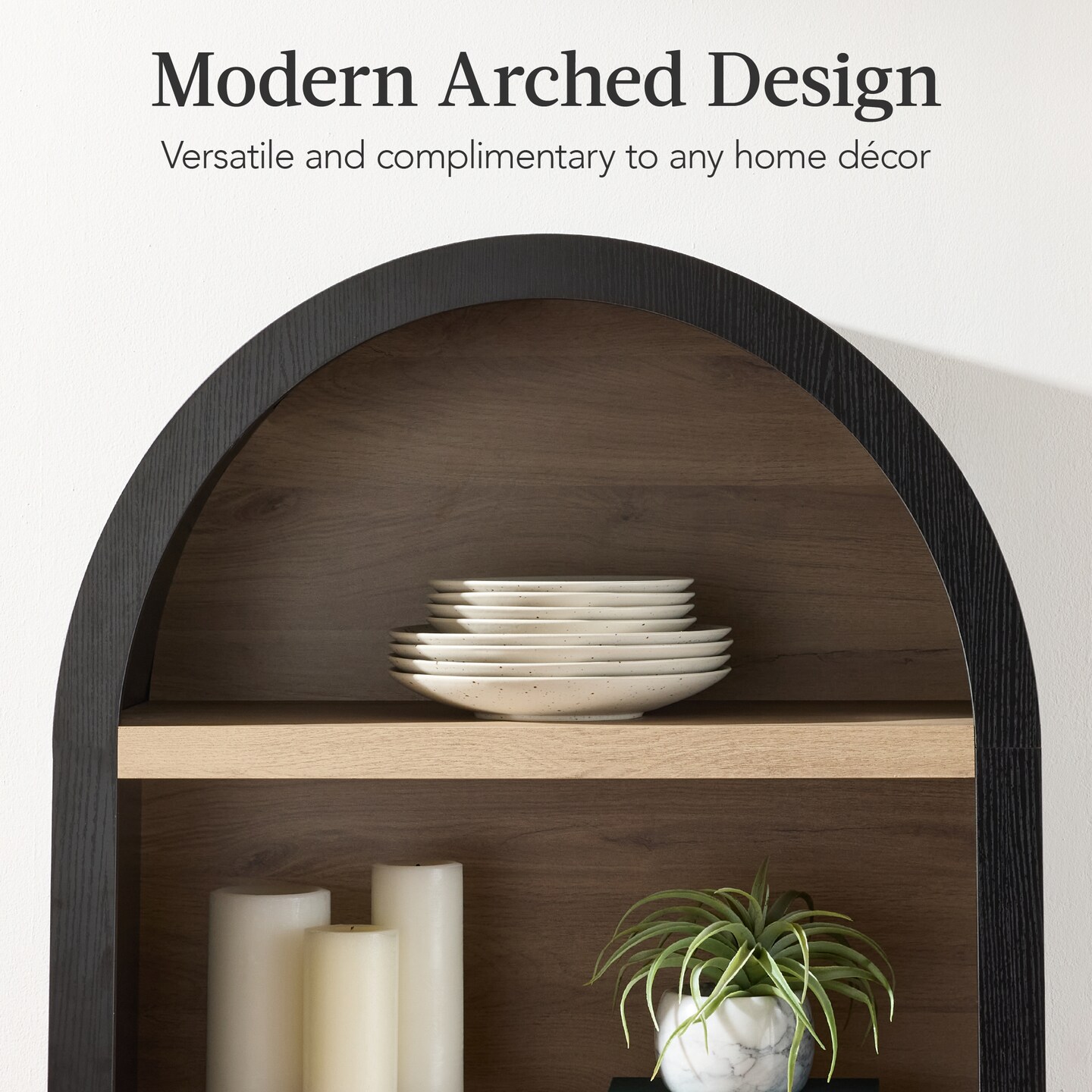 Best Choice Products 72in Tall Arched 5-Tier Bookshelf Storage Cabinet w/ Adjustable Shelves