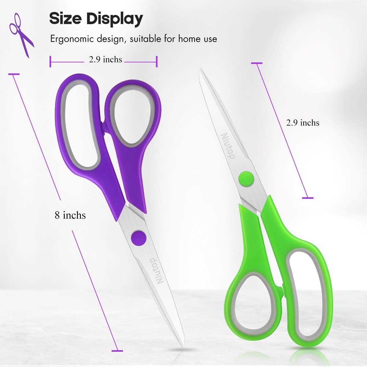 5-Pack 8" Multipurpose Fabric Scissors – Sharp Craft & Sewing Scissors with Comfort Grip