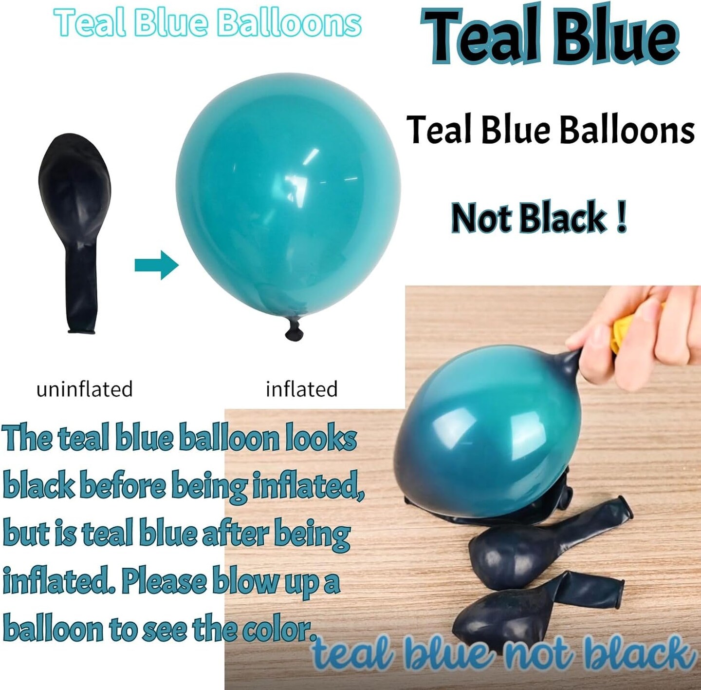 Matte Turquoise Blue Pearl White Balloons Garland Arch Kit Metallic Gold Balloon with Gold Confetti Latex Balloon Teal Blue Balloons Chrome Gold Party Decorations