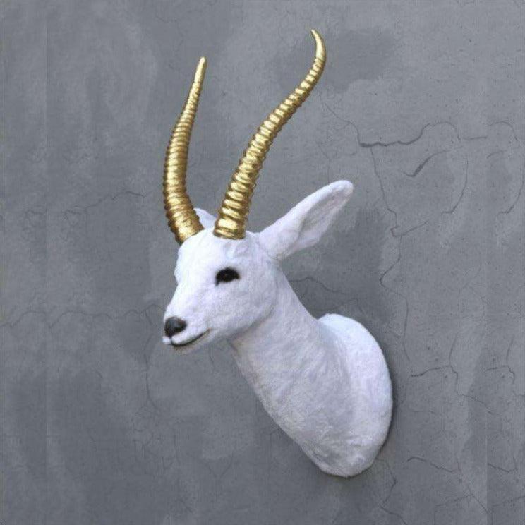 White Gazelle Head Life Size Statue