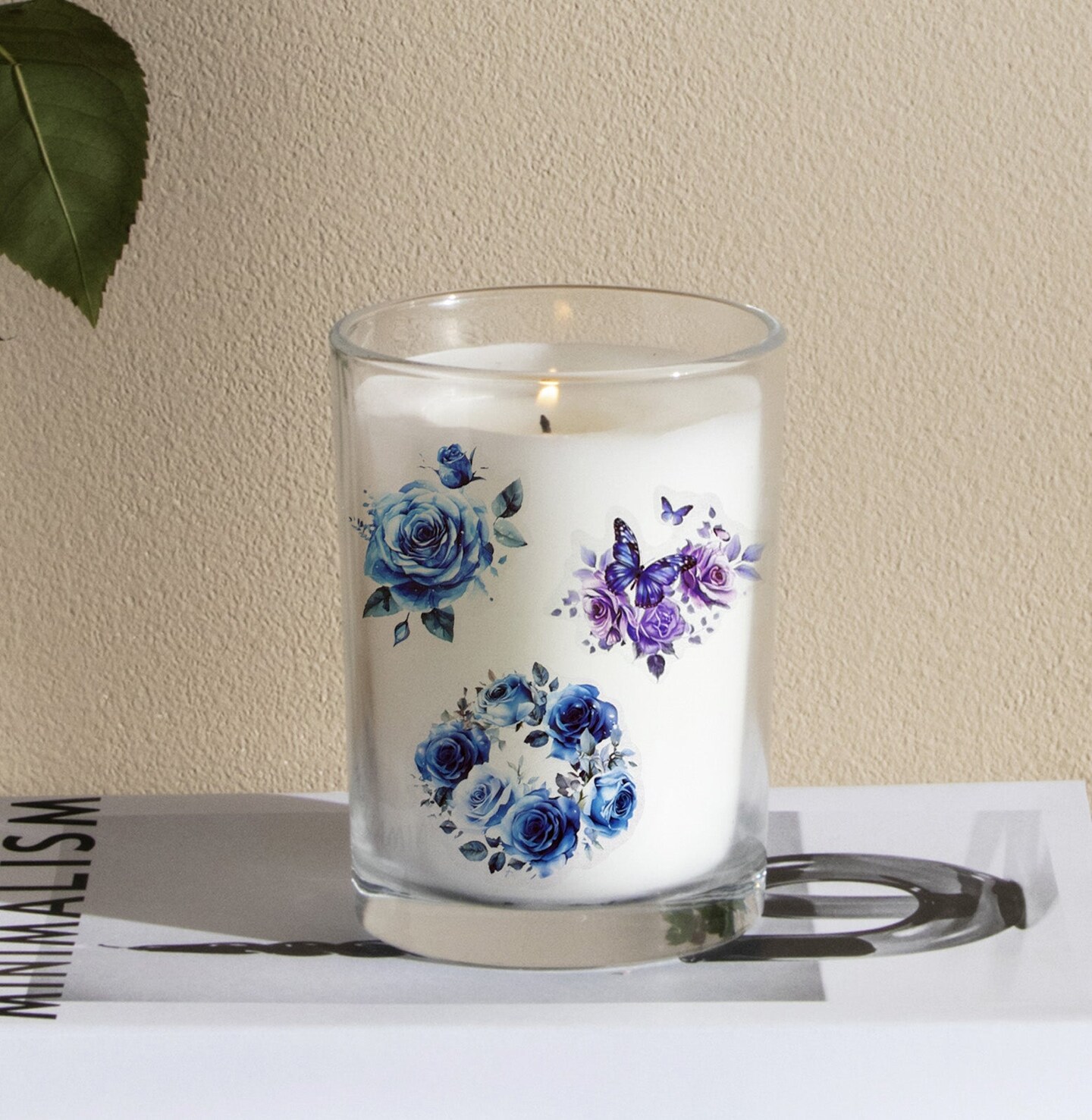 Wrapables Romantic Floral PET Tape, Pre-Cut Stickers for Scrapbooking, Stationery, Journaling, Diary, Card Making (Set of 2), Lavender and Blue