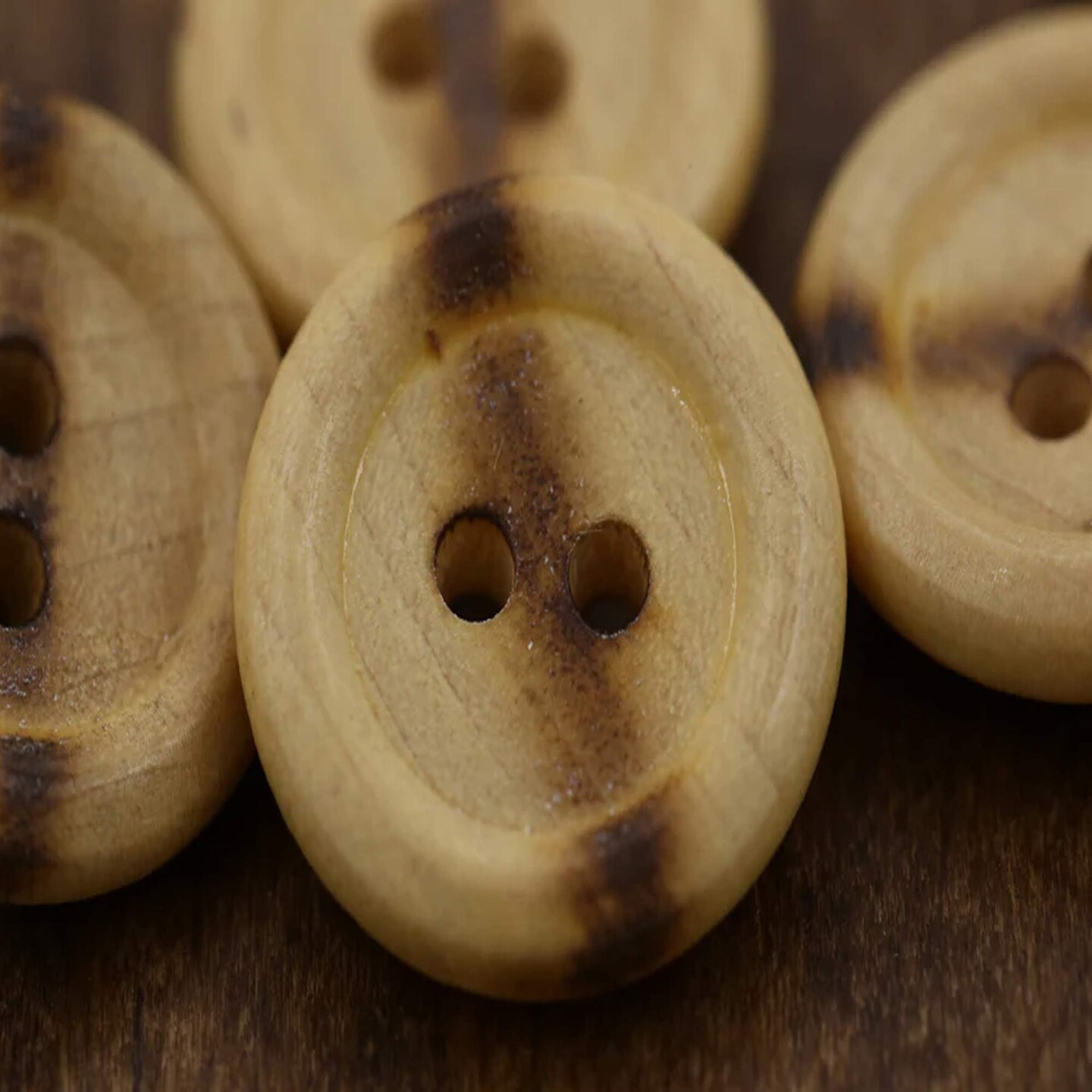 12 Pieces Flat Wooden Burnt Center Buttons Two Hole 15mm 5/8" Small Size