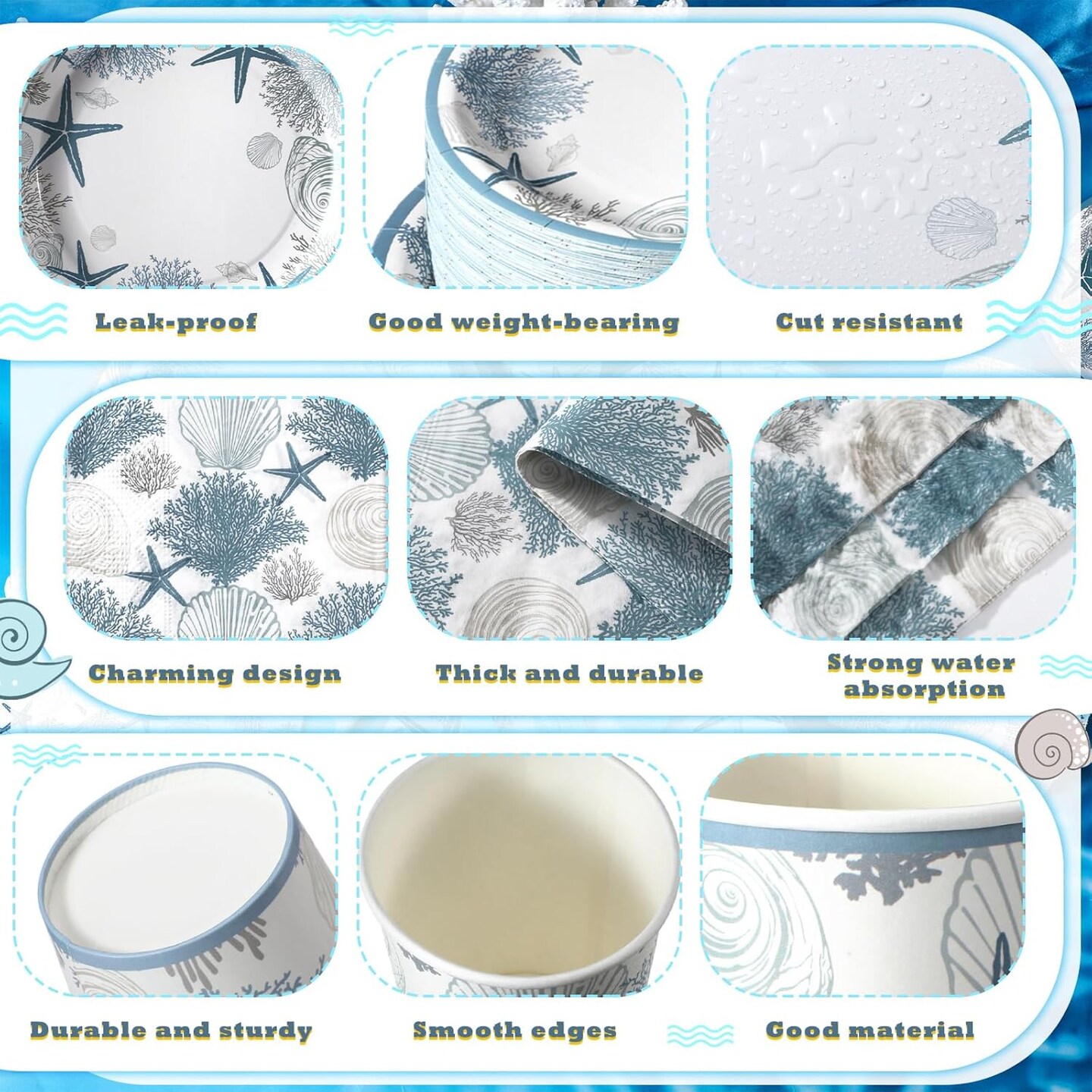 400 Pcs Summer Plates and Napkins Set Summer Paper Dinnerware Disposable Party Supplies