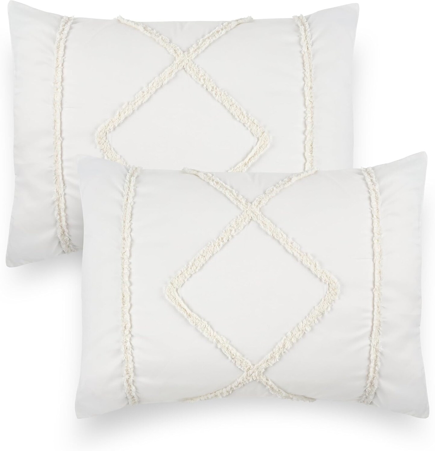 Minimalist Macrame Boho Chic Off White Set of 2 Pillow Cases (Off White)