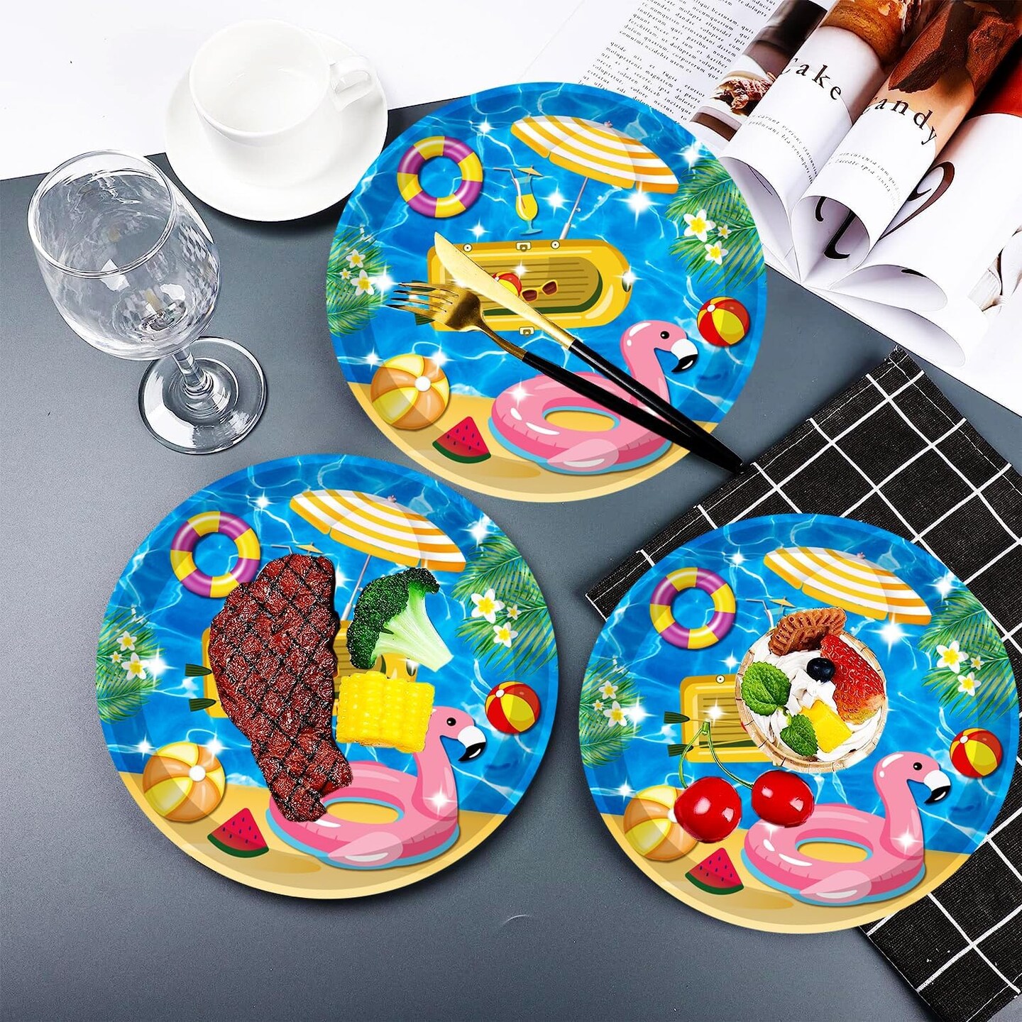 40 Pcs Beach Party Supplies,Beach Ball Pool Summer Party Plates