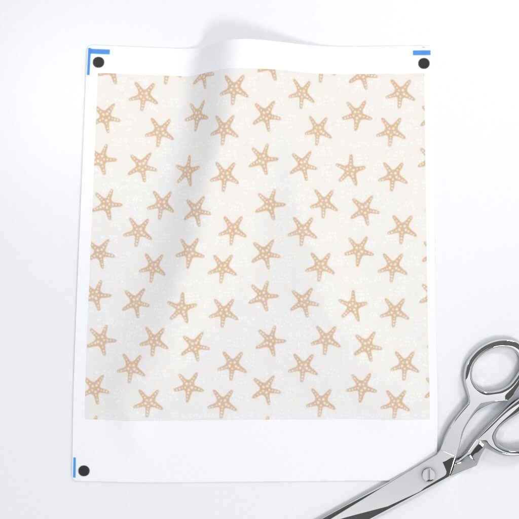 Neutral Starfish Coastal Whimsical Fun Cute Happy Cheerful Soft Pastel Beige Sand Sea Ocean Nautical Under The Life Custom Printed Fabric by Spoonflower Various Fabrics by the Yard or Fat Quarter
