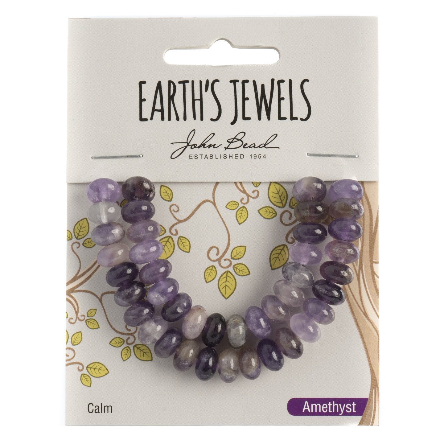 John Bead Earth's Jewels Semi-Precious Rondell Dog Teeth-Amethyst, 5x8mm