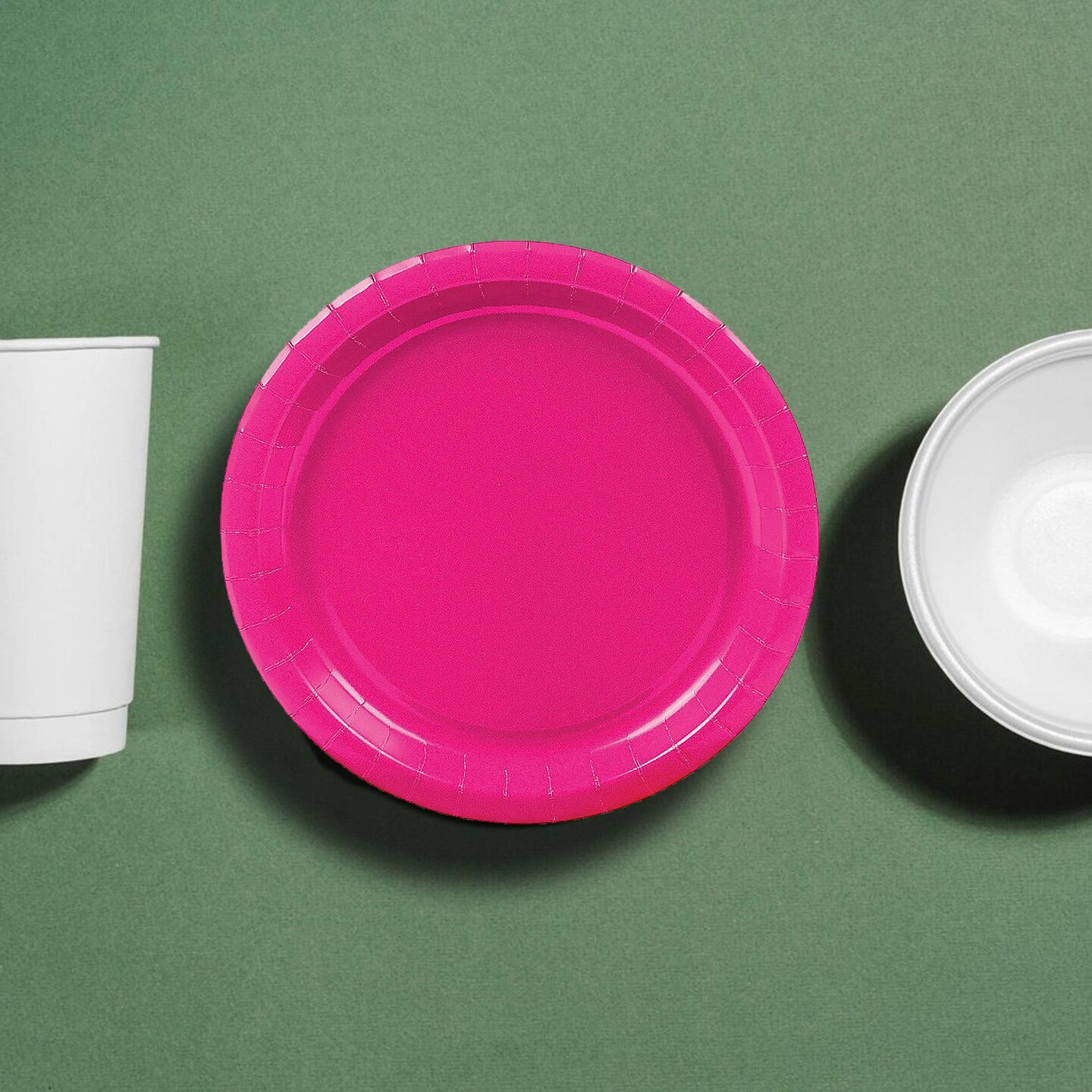 24 Count Hot Pink Paper Dessert Plates Round 7 Inch Disposable Plates for Events