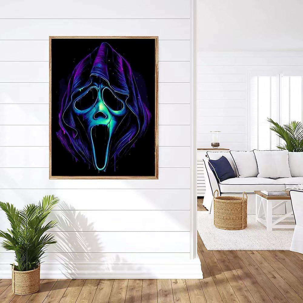 Horror Movie Screams Full Round Drill Cross Stitch Embroidery Kits,(12x16inch/30&#xD7;40cm)