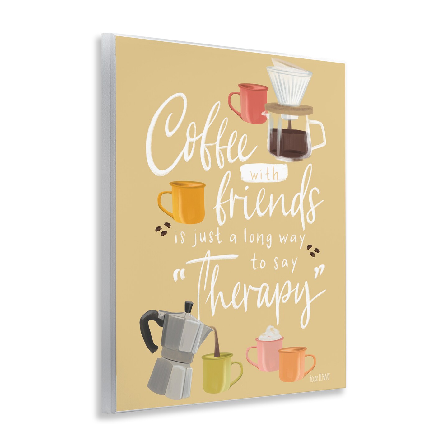 Stupell Industries Coffee With Friends Therapy Wall Plaque By House Fenway