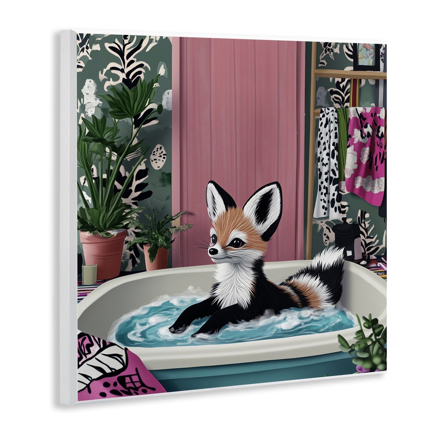 Stupell Industries Bathing Fox in Tropical Bathroom Wall Plaque By Annabelle Hall