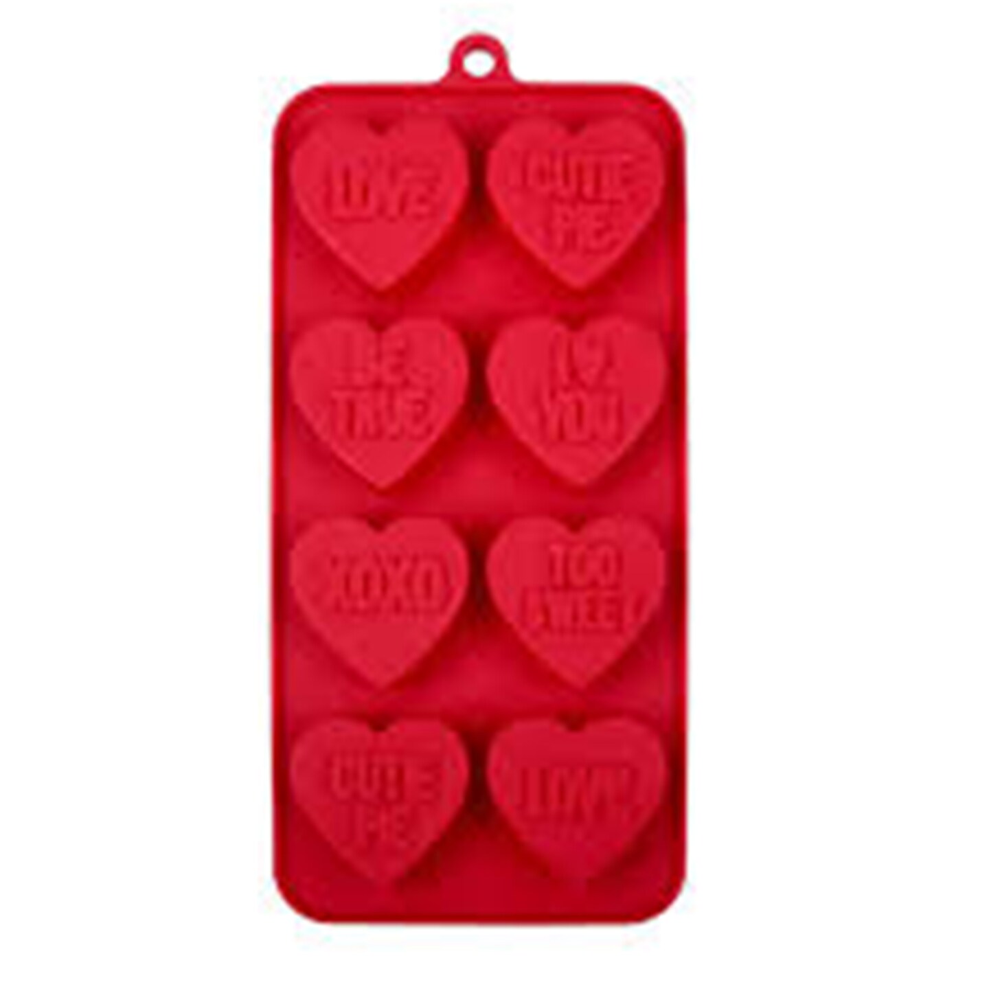 Hearts with Words Silicone Mold Flexible Candy, Chocolate &#x26; Jelly Mold with Romantic Messages