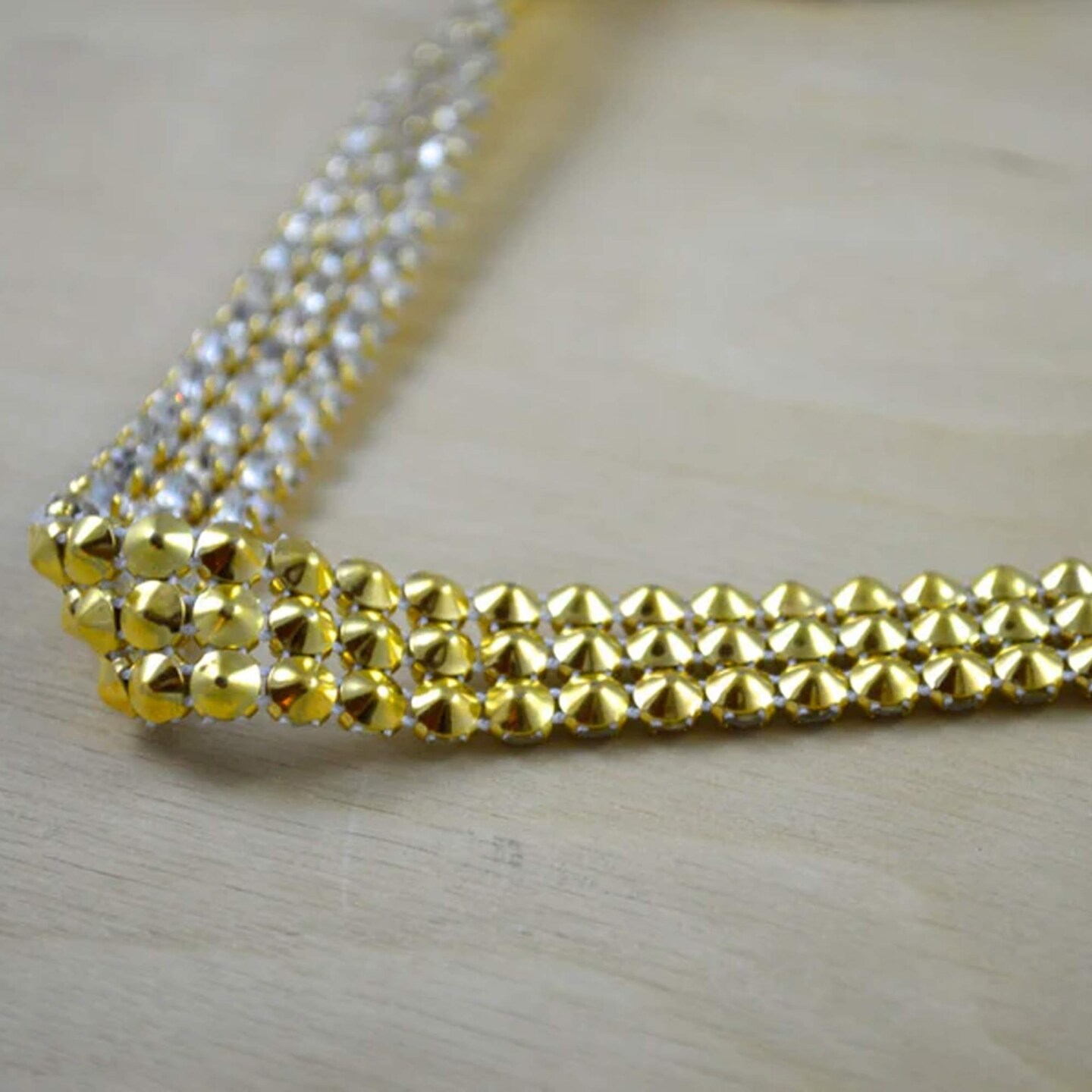 1 Yard 3/4&#x22; Gold Banded Sparkling Rhinestone Trim &#x2013; Mesh Ribbon for Wedding Decor