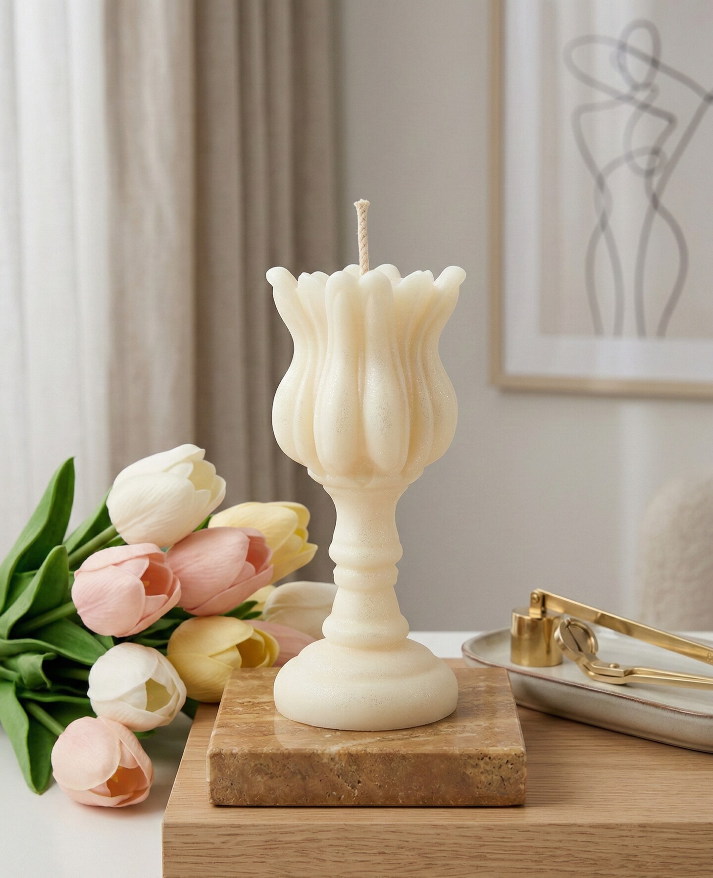 Elegant Tulip Candle Holder Scented Candle | MakerPlace by Michaels