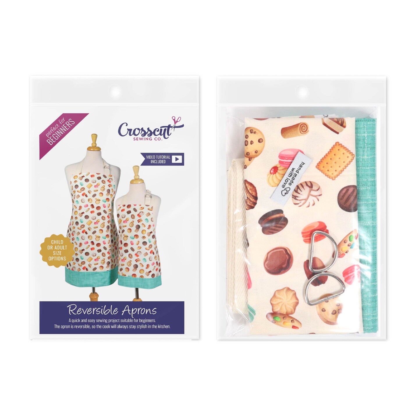 Crosscut Sewing Co.&#xAE; Apron Sewing Project Kit - Beginner Sewing Kit - Sewing Kit for Kids