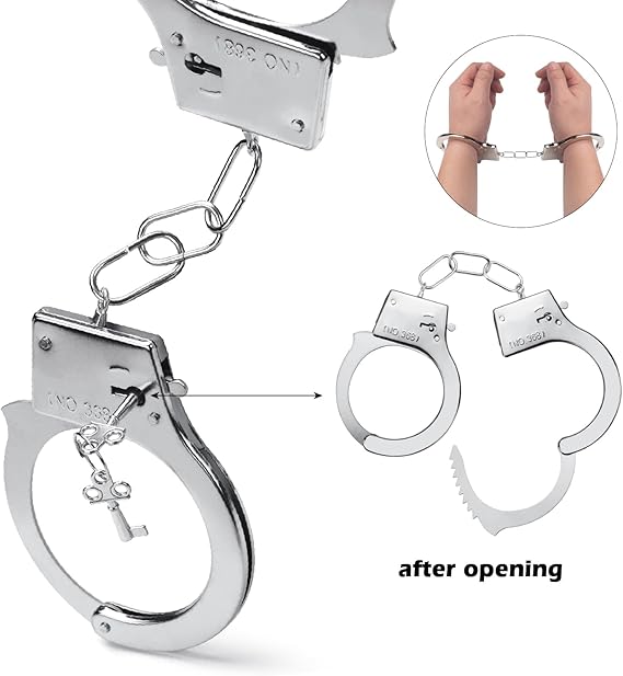 Police Pretend Play Toys Set, Kids Police Officer Costume with Detective Badge, Handcuffs, Cop Dress up Accessories