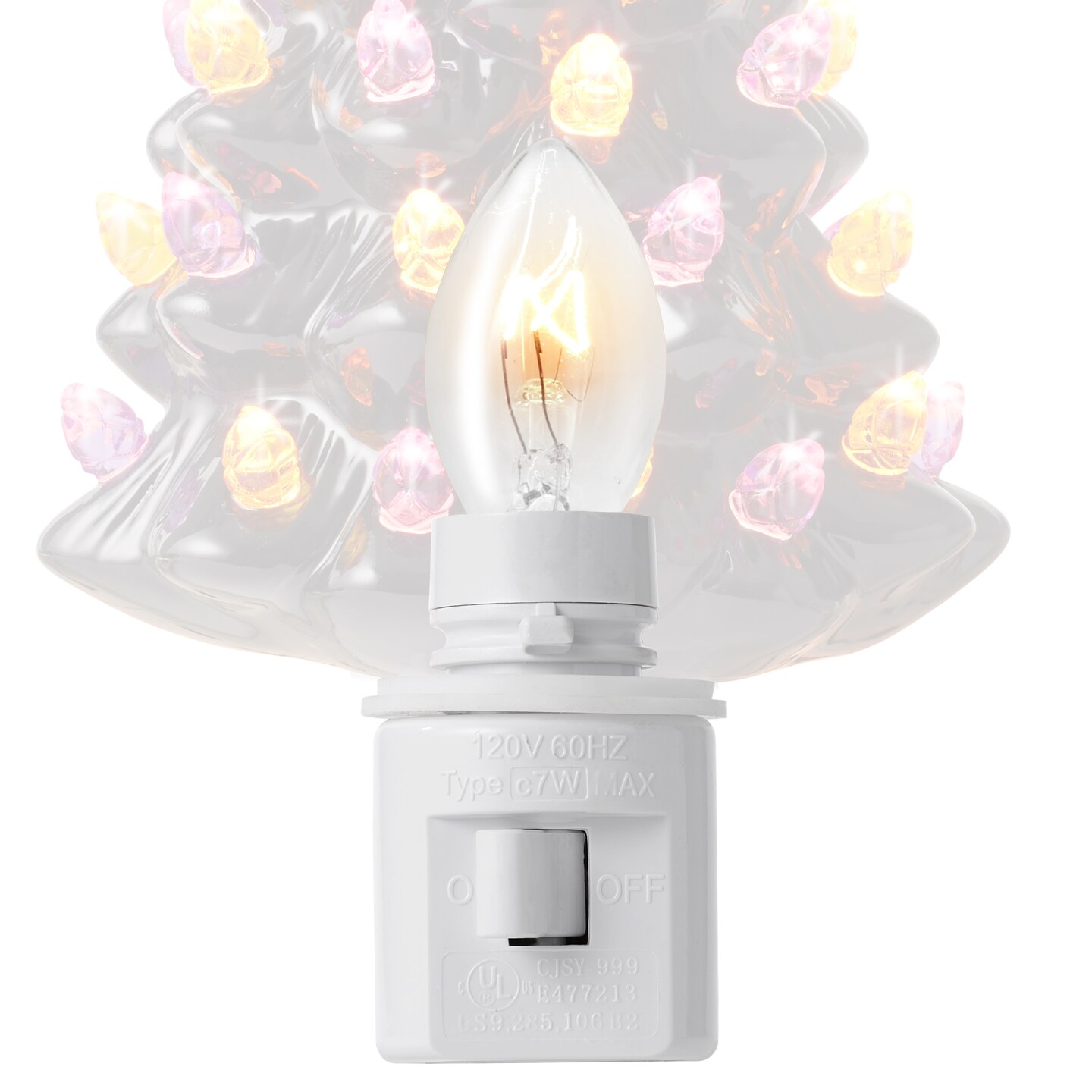 Casafield Ceramic Holiday Night Light - Vintage Decorative Night Light with Bulbs and Star Topper