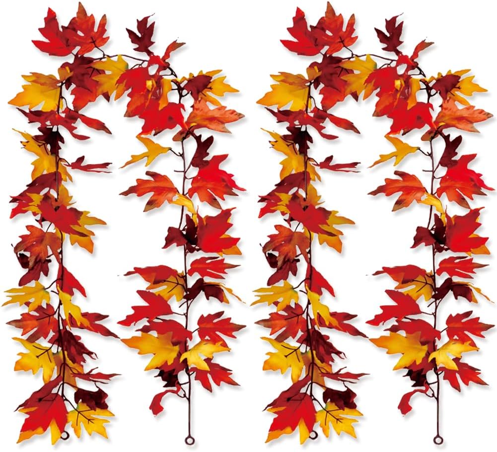 2 Pack Fall Maple Leaf Garland Decor Autumn Hanging Vine Garland(Maple Leaf-Y)12.28 x 11.73 x 2.68 inches