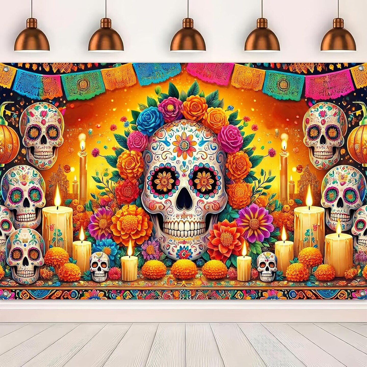 Day of the Dead Banner 71x43 Inch D&#xED;a de los Muertos(Day of the Dead Decor#0012)71&#x22;L x 43&#x22;W