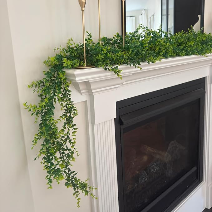 6Pcs Faux Eucalyptus Garland – 6ft Artificial Silver Dollar Greenery Vines for Wedding, Backdrop, Arch, Table, Wall, Party, Indoor & Outdoor Decor (Green)