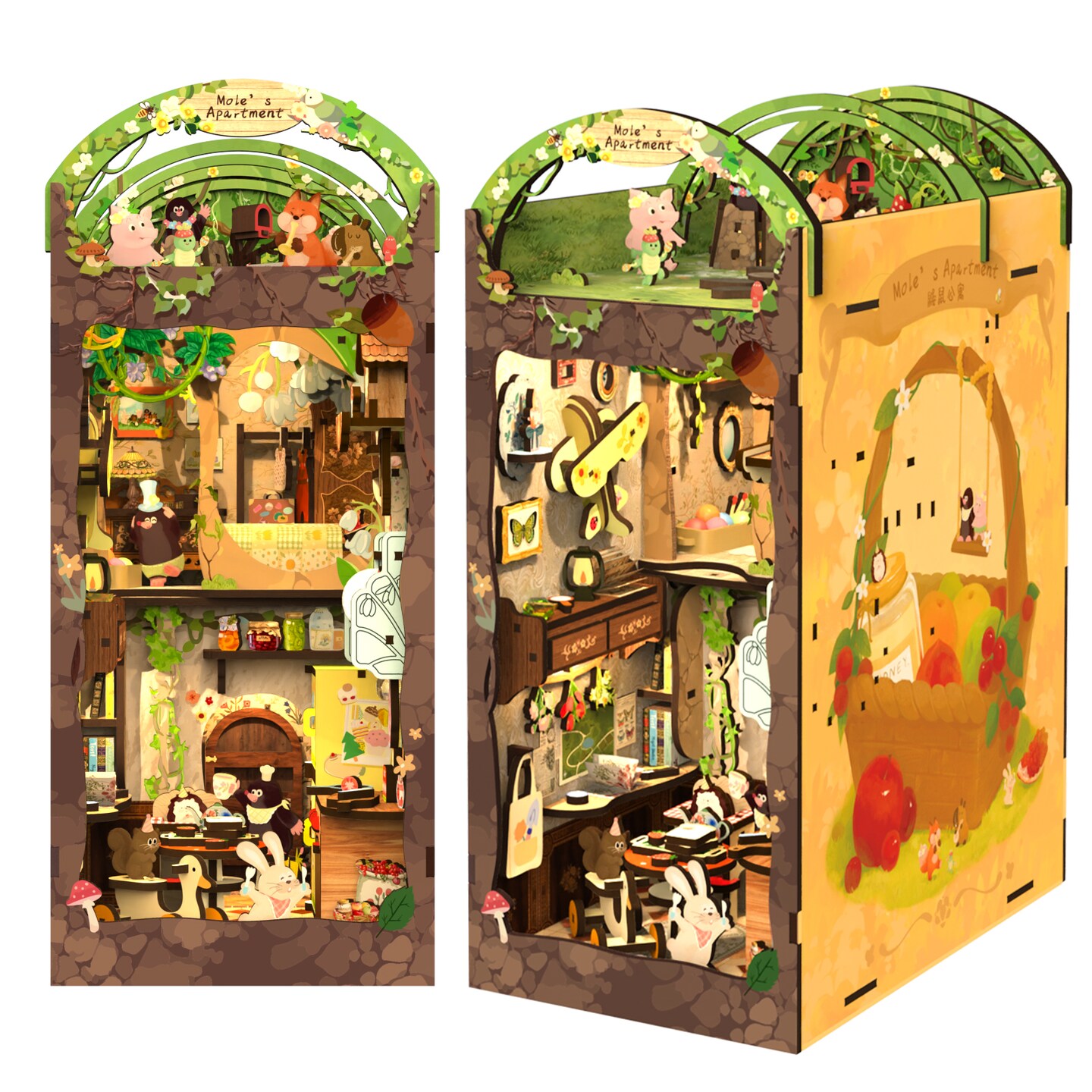 CUTEBEE Book Nook Kit Mole's Apartment Diy Miniature House Shelf Insert Kit