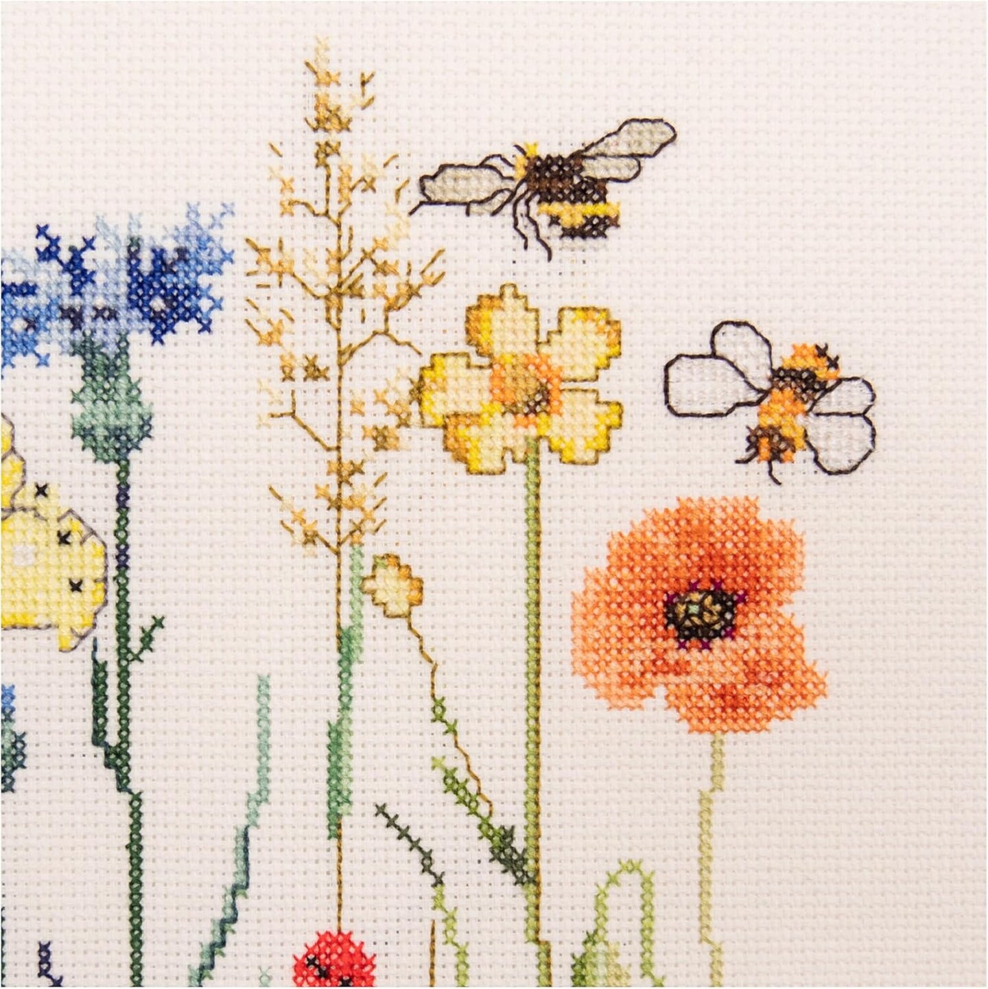 Thea Gouverneur Wildflowers Counted Cross Stitch Kit – 16CT Aida, DMC Threads & Hoop, Beginner-Friendly DIY Embroidery for Adults, 8×10 Inch