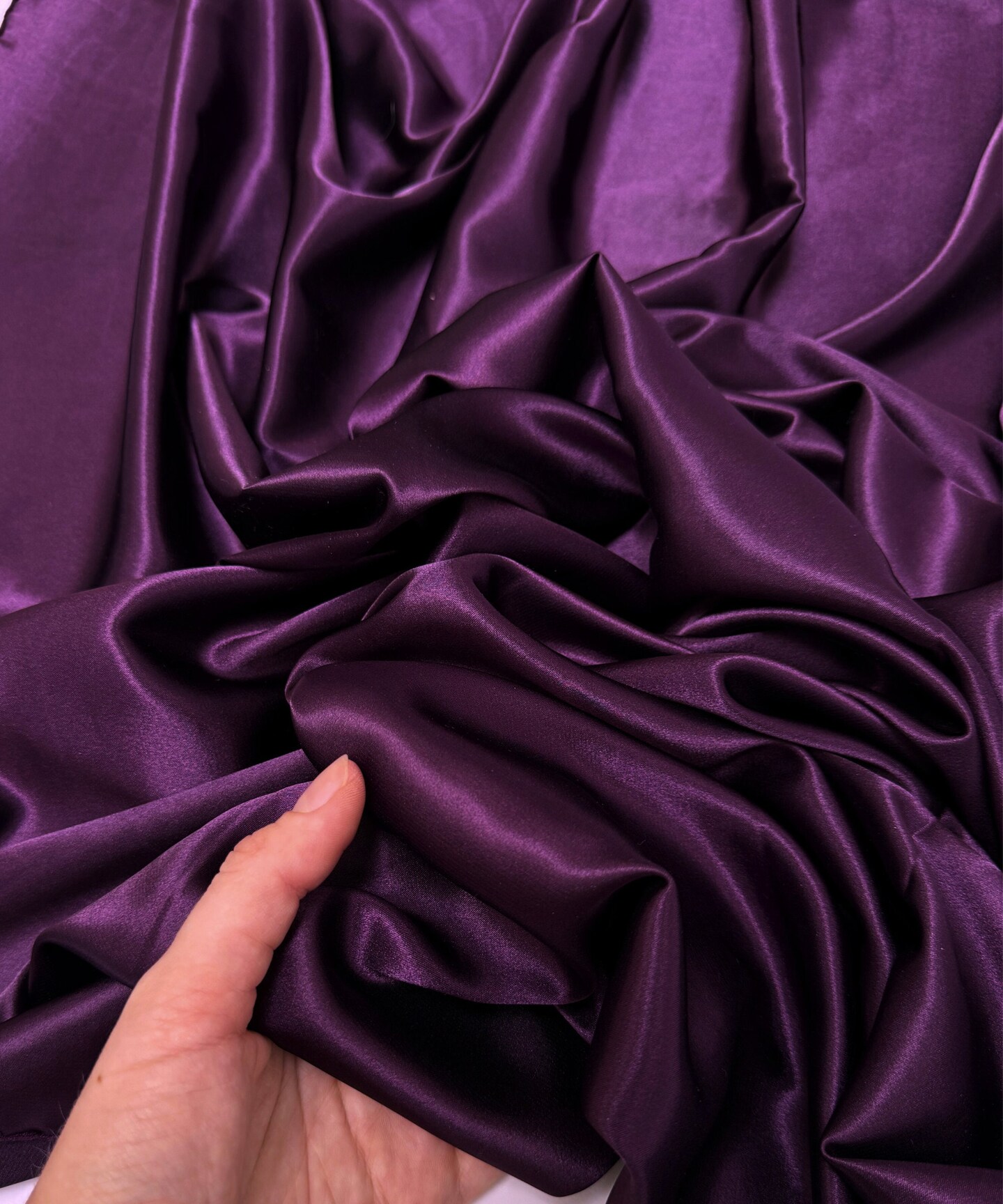 Plum Stretch Charmeuse Satin Fabric by the Yard, 58" Wide Silky Lightweight Satin for Bridesmaid Dresses, Gowns, Lingerie