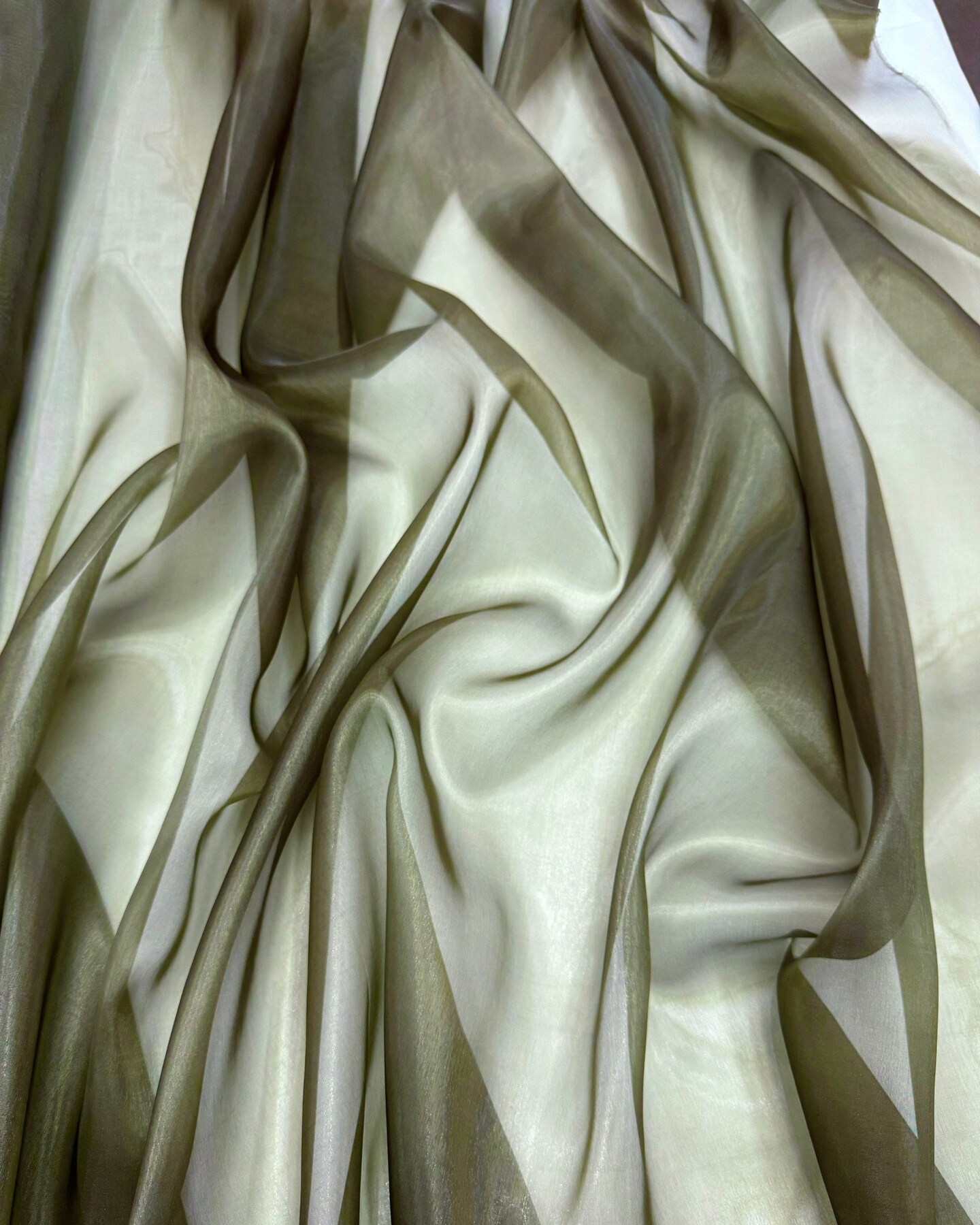 Olive Crystal Organza Fabric by the Yard, 60" Wide Sheer Lightweight Organza for Wedding Dresses, Event Decor, Curtains & Sewing