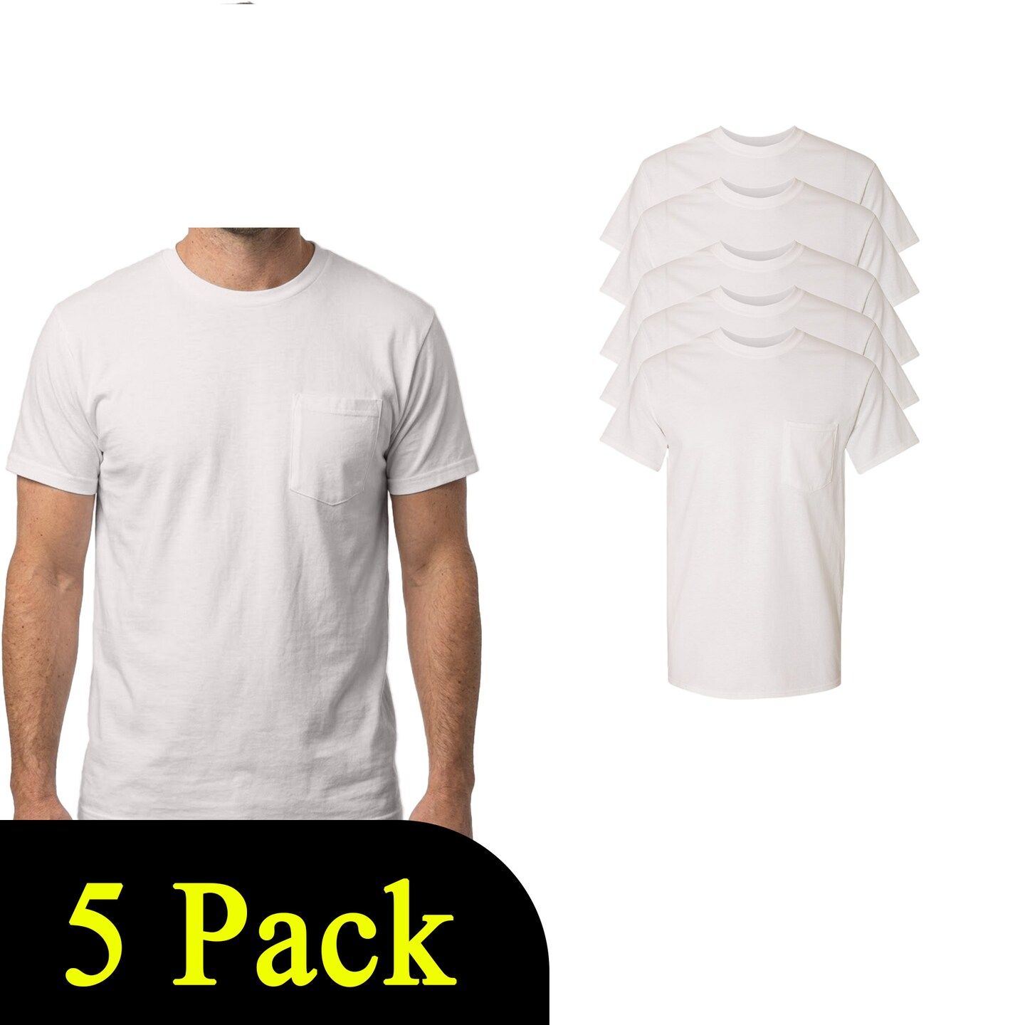 White Pocket T-Shirt - Gildan Craft-Ready Heavy Cotton, Paint Craft Blanks Multi Pack Tee