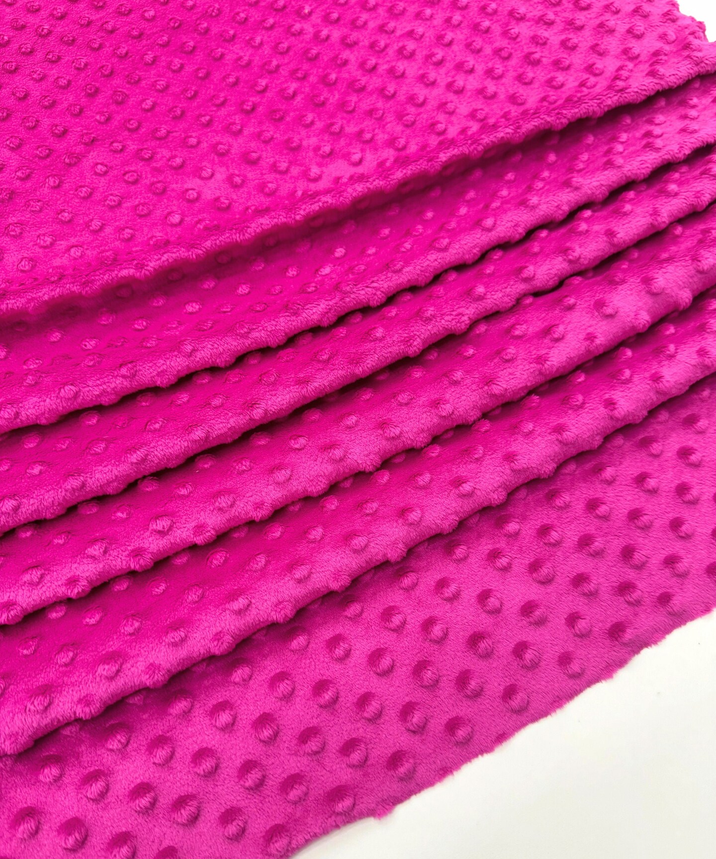 Fuchsia Minky Dot Fabric by the Yard, 60" Wide Ultra-Soft Plush Minky Fabric for Baby Blankets, Nursery Decor, Plush Toys & Sewing