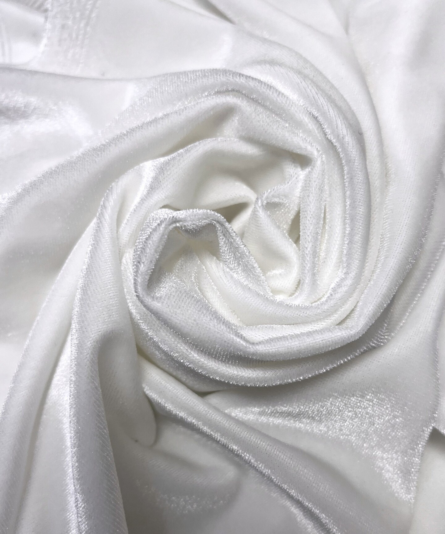 Princess White Stretch Velvet Fabric by the Yard, 58" Wide Plush Velvet 4-Way Stretch