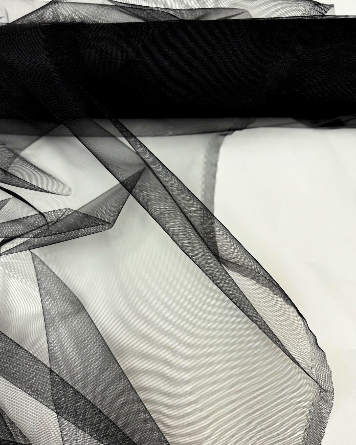 Black Nylon Tulle Fabric by the Yard, 63" Wide Soft Stretch Mesh Fabric for Veils, Wedding Dresses, Decor & Sewing