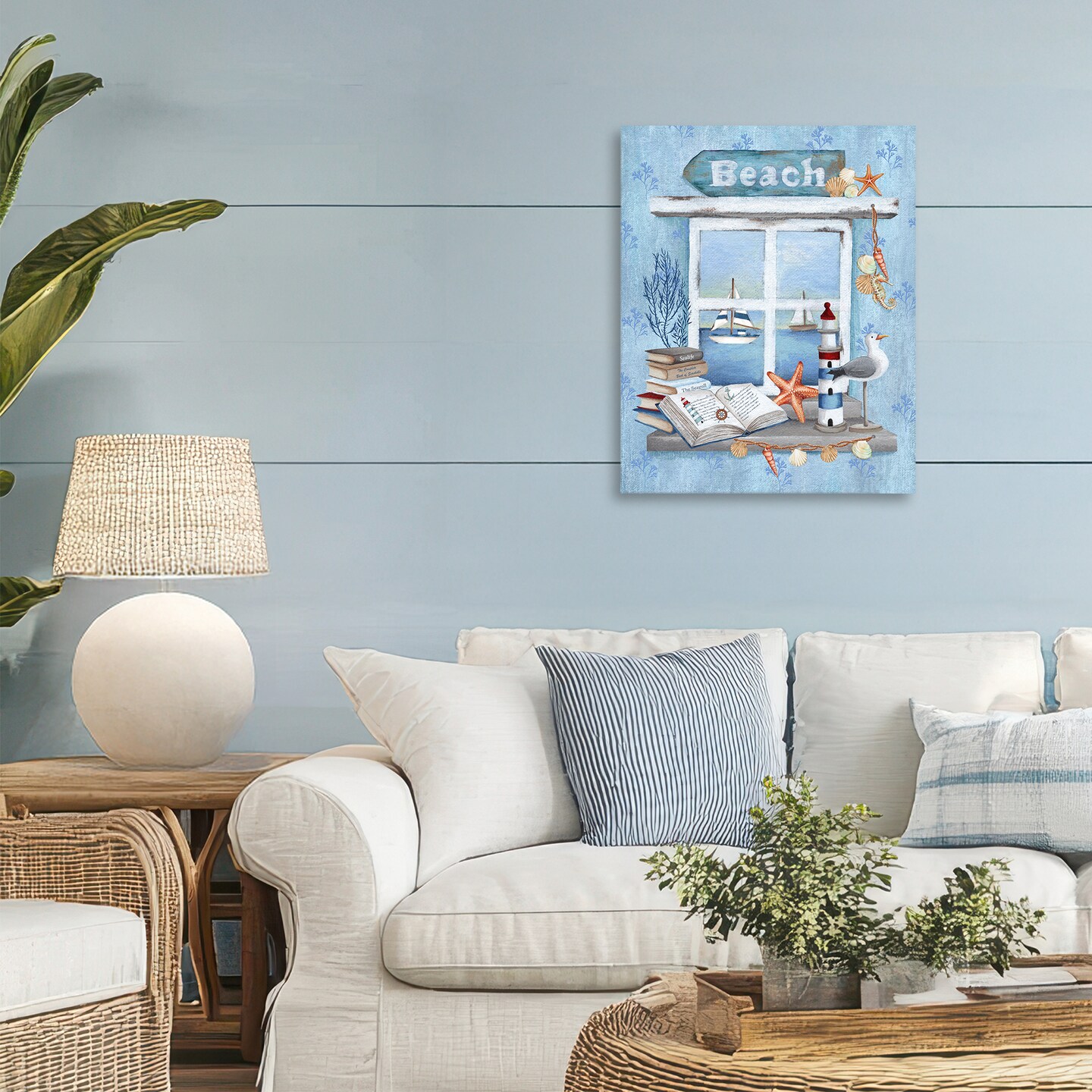 Stupell Industries Beachy Coastal Window Sill Canvas Wall Art, design by Emma Leach